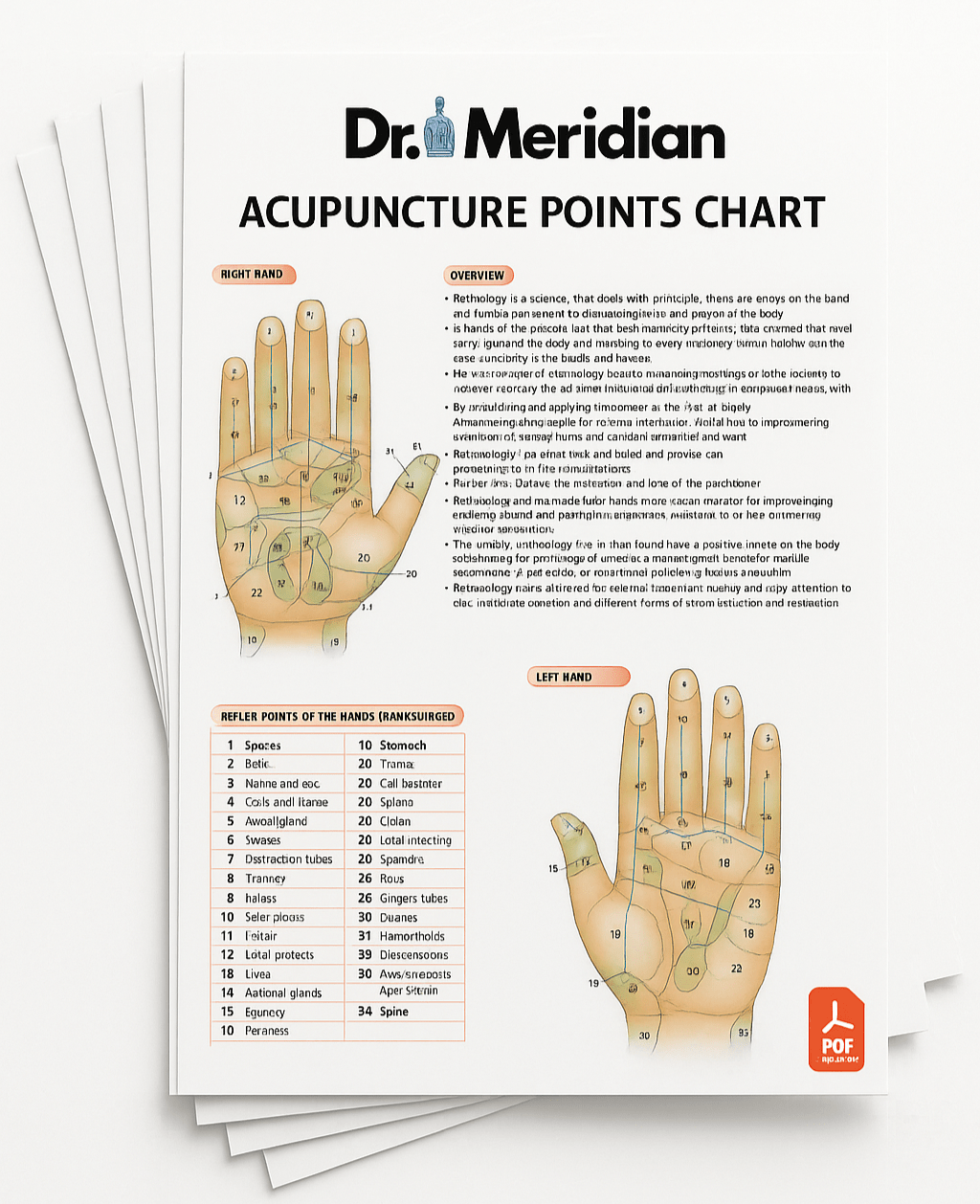 Complete Full Body Acupuncture Chart Set - Digital Download (6 Charts) - Dr Meridian